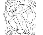 Coloriage Fille dans son chambrere dans la psicine ce1