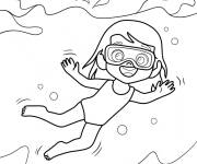 Coloriage Fille portant des lunettes dans la piscine