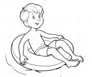 Coloriage Garcon gentil dans un chambr&egrave;re dans la piscine