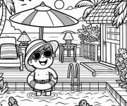 Coloriage et dessins gratuit Gar&ccedil;on portant des lunettes dans la piscine à imprimer