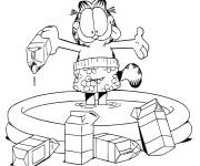 Coloriage Garfield s'amuse dans la Piscine