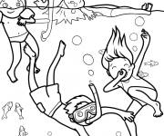 Coloriage Groupe d'enfants en s'amusant dans la piscine
