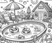 Coloriage et dessins gratuit Illustration d'une piscine en ligne à imprimer