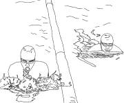Coloriage La course dans la piscine pour adulte