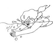 Coloriage La fille se plonge dans la piscine