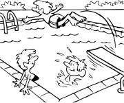 Coloriage Le grand saut dans la piscine