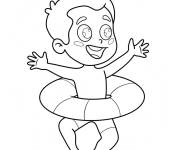 Coloriage Le petit enfant porte aa sauter dans la piscine