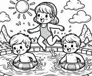 Coloriage Le soleil brille sur la piscine