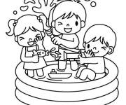 Coloriage Les activit&eacute;s des enfants dans la piscine