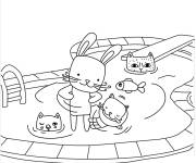Coloriage Les animaux adorables dans la piscine