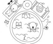 Coloriage Les animaux au bord de la piscine