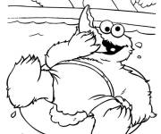Coloriage Monster de cartoon dans la piscine
