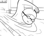 Coloriage Nageur professionnel Piscine