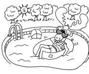 Coloriage Orignal de cartoon dans la piscine