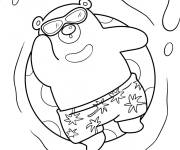 Coloriage Ours polaire se relaxant dans la piscine