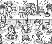 Coloriage Piscine dans la saison d'&eacute;t&eacute;