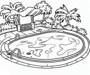 Coloriage Piscine en noir et blanc