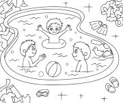 Coloriage Piscine et enfants pour l'&eacute;t&eacute;