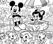 Coloriage Piscine et les personnages de Disney