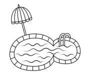 Coloriage Piscine et parasol facile