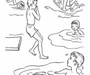 Coloriage Piscine et vacance d'&eacute;t&eacute; pour enfants
