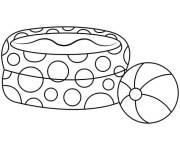 Coloriage Piscine gonflable avec ballon facile