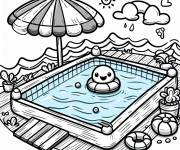 Coloriage Piscine paysage &agrave; t&eacute;l&eacute;charger