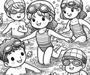 Coloriage Piscine pour les enfants d'&acirc;ge pr&eacute;scolaire