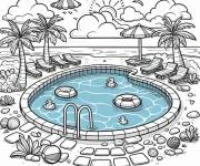 Coloriage Piscine sur la plage imprimable