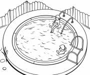 Coloriage Sc&egrave;ne de deux filles dans la piscine