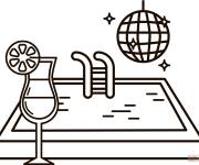 Coloriage Soir&eacute;e piscine pour enfants