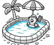 Coloriage Une piscine isol&eacute;e