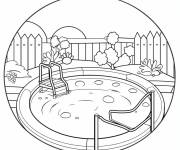 Coloriage Une piscine ouverte avec un vue extraordinaire