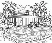 Coloriage Une piscine priv&eacute;e