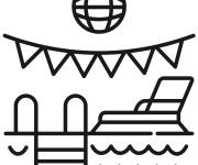 Coloriage Une soir&eacute;e sur la piscine
