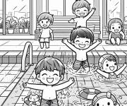 Coloriage Vacances d'&eacute;t&eacute; et l'opportunit&eacute; de nager dans la piscine