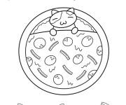 Coloriage Chat dormant dans une pizza