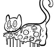 Coloriage Chat dr&ocirc;le en forme de pizza