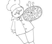 Coloriage Chef de cuisine a préparé le pizza