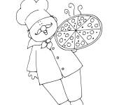 Coloriage Chef de cuisine a pr&eacute;par&eacute; le pizza