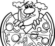 Coloriage Chen de cuisine sur une pizza de grande taille