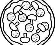 Coloriage Dessin de pizza aux champignons