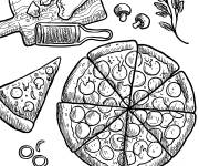 Coloriage Fromage r&acirc;p&eacute; et pizza pr&eacute;par&eacute;