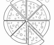 Coloriage Illustration d'une pizza coupé plat italien