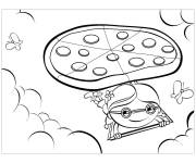 Coloriage La fille avec le pizza volant dans le ciel