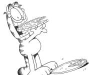 Coloriage Le chat Garfield adore manger le pizza