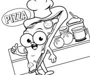 Coloriage Le chef cuisine est une tranche de pizza