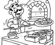 Coloriage Le chef professionnel pr&eacute;pare la marinara de pizza