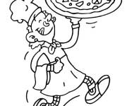 Coloriage Le serveur apporte une pizza d&eacute;licieuse