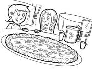 Coloriage Les petits partagent une pizza de grande size